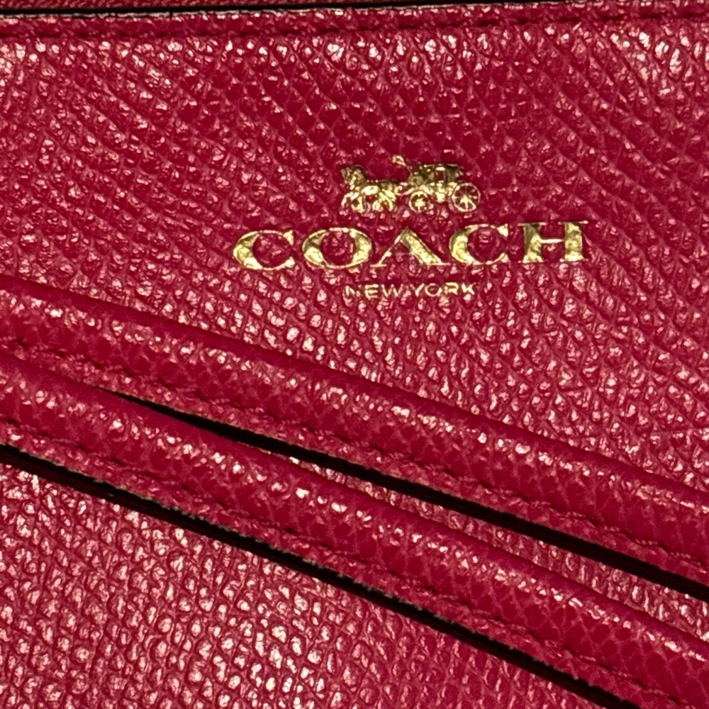 Coach Hot Pink Pebbled Leather Wristlet with Gold Logo - Picture 5 of 7